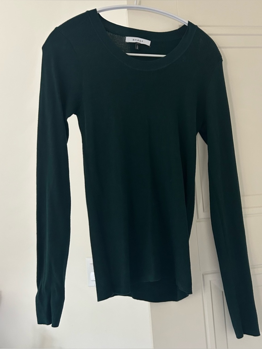 Brass Women's Dark Green Crewneck Sweater - Cotton/Silk blend - Picture 2 of 4